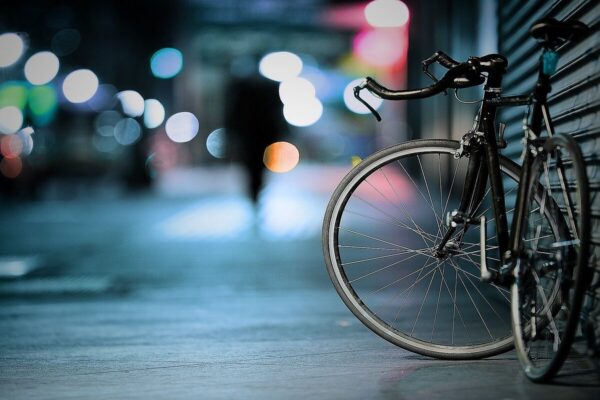 bicycle, bike, pavement, bokeh lights, parked, vehicle, bicycle, bicycle, bicycle, bicycle, bike, bike, bike, bike, bike